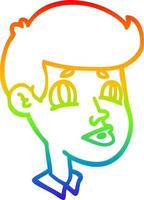 rainbow gradient line drawing cartoon boy face vector