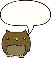 cute cartoon owl and speech bubble vector