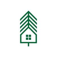 abstract pine tree house logo design vector