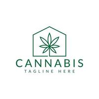 diseño de logotipo de casa de cannabis verde vector