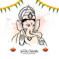 Hand draw sketch lord ganesh chaturthi beautiful holiday card background vector