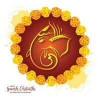 Happy ganesh chaturthi festival with lord ganesha head card background vector