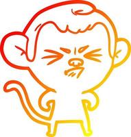 warm gradient line drawing cartoon annoyed monkey vector