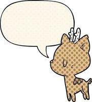 cute cartoon deer and speech bubble in comic book style vector