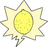 cartoon lemon and speech bubble in comic book style vector