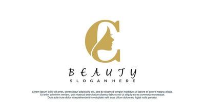 Letter c with beauty concept logo design premium vector