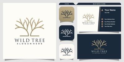 logotipo de árbol salvaje con tarjeta de visita vector