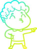 cold gradient line drawing cartoon man pouting vector