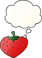 cartoon strawberry and thought bubble in smooth gradient style vector