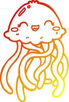 línea de gradiente cálido dibujo medusas de dibujos animados lindo vector