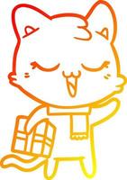 warm gradient line drawing cartoon cat vector