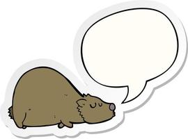 cartoon bear and speech bubble sticker vector