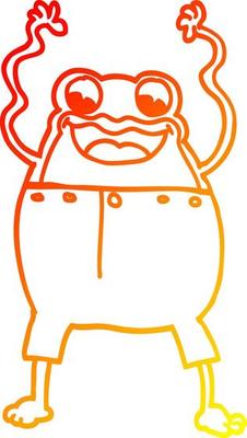 warm gradient line drawing cartoon frog
