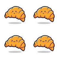 vector illustration of cute croissant emoji