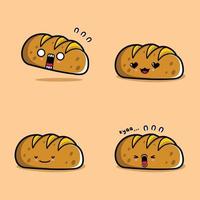 vector illustration of cute bread emoji