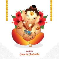 Hindu god lord ganesha festival holiday card background vector