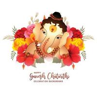 dios hindú señor ganesha festival fondo de tarjeta de vacaciones vector