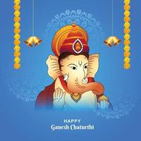 fondo de tarjeta de celebración de festival de ganesh chaturthi feliz tradicional vector