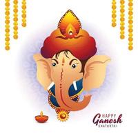 feliz celebración de ganesh chaturthi con oración al fondo de la tarjeta lord ganesha vector