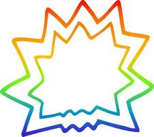 rainbow gradient line drawing cartoon of explosion vector