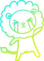 cold gradient line drawing cartoon crying lion vector