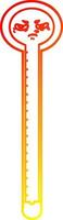 warm gradient line drawing cartoon thermometer vector