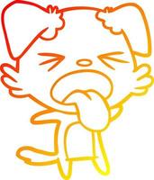 warm gradient line drawing cartoon disgusted dog vector