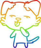 rainbow gradient line drawing cartoon dog sticking out tongue vector