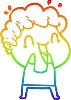 rainbow gradient line drawing cartoon happy man vector