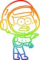 rainbow gradient line drawing cartoon surprised astronaut vector