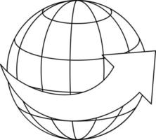 Earth globe with arrow web icon. vector