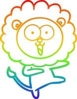 rainbow gradient line drawing happy cartoon lion vector
