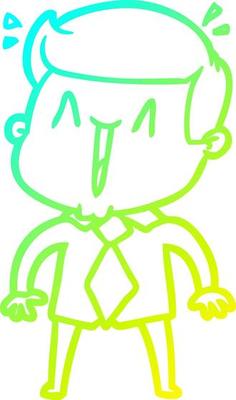 cold gradient line drawing cartoon happy man