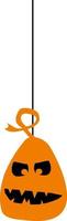 Pumpkin orange on a rope for Halloween. vector