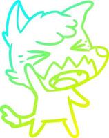 cold gradient line drawing angry cartoon fox vector