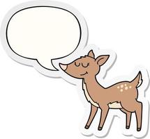 cartoon deer and speech bubble sticker vector