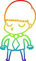 rainbow gradient line drawing cartoon calm boy vector