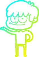 cold gradient line drawing happy cartoon man vector