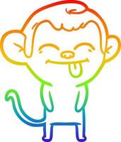 rainbow gradient line drawing funny cartoon monkey vector