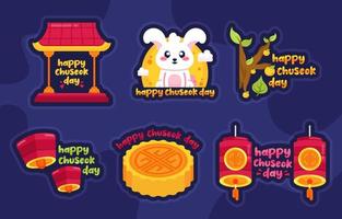 conjunto de pegatinas del día chuseok vector