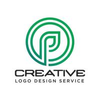 diseño de logotipo de letra p verde vector