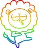 rainbow gradient line drawing cartoon bored lion dancing vector