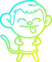 cold gradient line drawing funny cartoon monkey vector