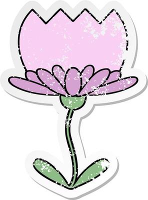 distressed sticker of a cute cartoon flower