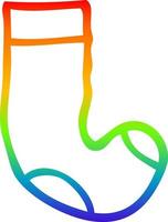 rainbow gradient line drawing cartoon sock vector