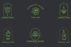 plantilla de logotipo de símbolo minimalista verde claro místico estilo vintage gris oscuro pastel. vector