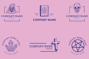 plantilla de logotipo de símbolo minimalista púrpura oscuro místico estilo rosa pastel. vector