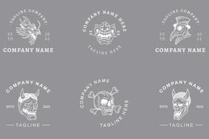 Mystical White Luxury Minimalist Symbol Logo Collection Gray Style. vector