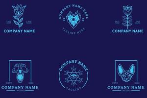 plantilla de logotipo de símbolo minimalista de colección mística azul claro estilo azul oscuro. vector