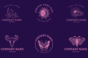 Mystical Light Purple Minimalist Symbol Logo Collection Dark Purple Style. vector